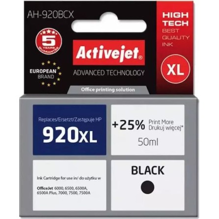 Active Jet Συμβατό Μελάνι Εκτυπωτή InkJet HP 920XL CD975AE 50ml Μαύρο 1τμχ