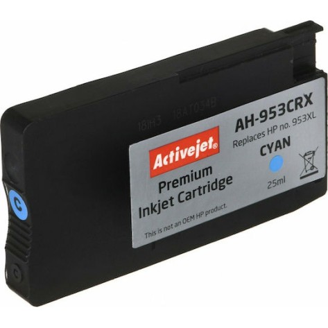 Active Jet Συμβατό Μελάνι Εκτυπωτή InkJet HP 953XL F6U16AE 1800 Σελίδων 25ml Κυανό 1τμχ