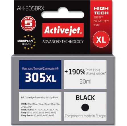 Active Jet Συμβατό Μελάνι Εκτυπωτή InkJet HP 305XL 3YM62AE 700 Σελίδων 20ml Μαύρο 1τμχ