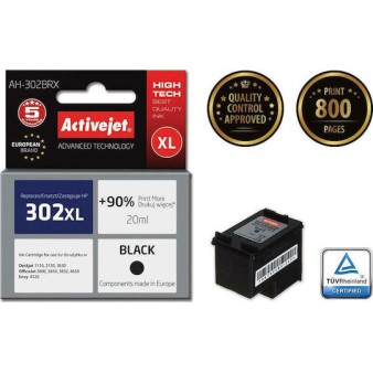 Active Jet Συμβατό Μελάνι Εκτυπωτή InkJet HP 302XL F6U68AE 20ml Μαύρο 1τμχ