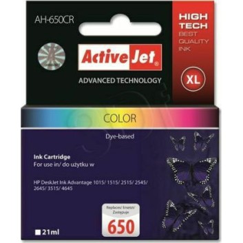 Active Jet Συμβατό Μελάνι Εκτυπωτή InkJet HP 650 CZ102AE 420 Σελίδων 21ml Πολλαπλό (Color) 1τμχ