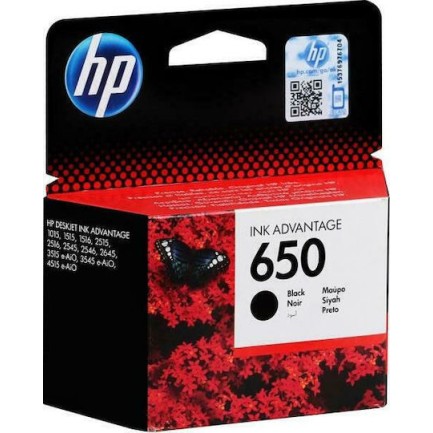 HP 650 Γνήσιο Μελάνι Εκτυπωτή InkJet Μαύρο (CZ101AE)