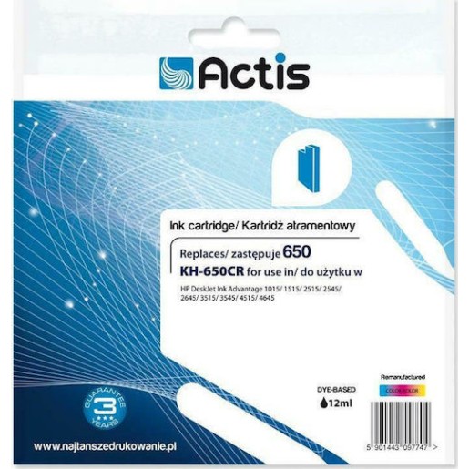 Actis Συμβατό Μελάνι Εκτυπωτή InkJet HP 650 CZ102AE 18ml Πολλαπλό (Color) 1τμχ