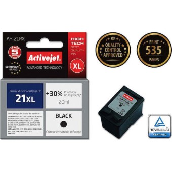 Active Jet Συμβατό Μελάνι Εκτυπωτή InkJet HP 21XL C9351A 20ml Μαύρο 1τμχ
