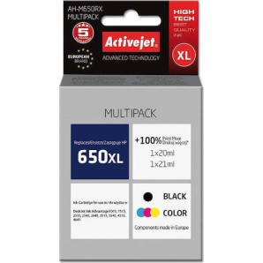 Active Jet Πακέτο Συμβατών Μελανιών Εκτυπωτή InkJet HP 650XL CZ102AE/CZ101AE 20ml Πολλαπλό (Color) / Μαύρο 2τμχ