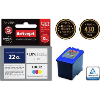 Active Jet Συμβατό Μελάνι Εκτυπωτή InkJet HP 22XL C9352A 18ml Πολλαπλό (Color) 1τμχ
