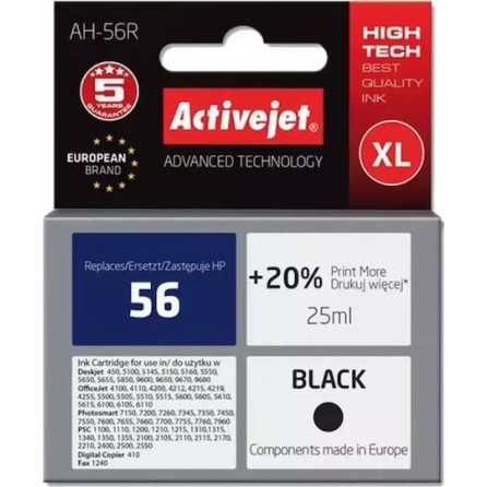 Active Jet Συμβατό Μελάνι Εκτυπωτή InkJet HP 56 C6656A 25ml Μαύρο 1τμχ