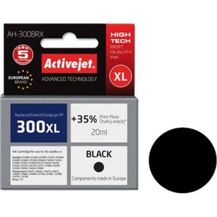Active Jet Συμβατό Μελάνι Εκτυπωτή InkJet HP 300XL CC641EE 20ml Μαύρο 1τμχ