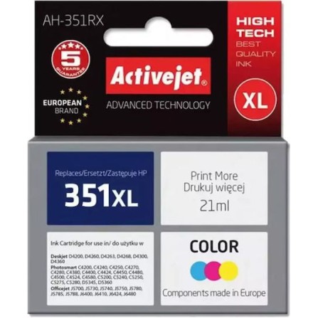 Active Jet Συμβατό Μελάνι Εκτυπωτή InkJet HP 351XL CB338EE 21ml Πολλαπλό (Color) 1τμχ
