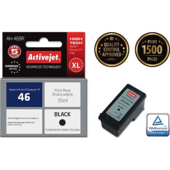 Active Jet Συμβατό Μελάνι Εκτυπωτή InkJet HP 46 CZ637AE 35ml Μαύρο 1τμχ