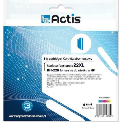 Actis Συμβατό Μελάνι Εκτυπωτή InkJet HP 22XL C9352A 18ml Πολλαπλό (Color) 1τμχ