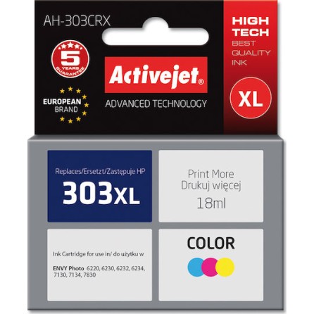 Active Jet Συμβατό Μελάνι Εκτυπωτή InkJet HP 303XL T6N03AE 415 Σελίδων 18ml Μαύρο 1τμχ