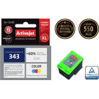 Active Jet Συμβατό Μελάνι Εκτυπωτή InkJet HP 343 C8766EE 21ml Πολλαπλό (Color) 1τμχ