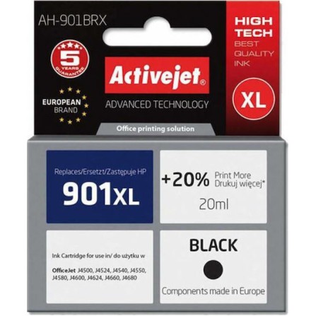 Active Jet Συμβατό Μελάνι Εκτυπωτή InkJet HP 901XL CC654AE 20ml Μαύρο 1τμχ