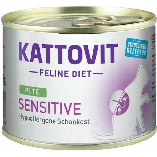 Kattovit Feline Diet Sensitive Υγρή Τροφή για Ενήλικες Γάτες σε Φακελάκι με Γαλοπούλα χωρίς Γλουτένη 185gr