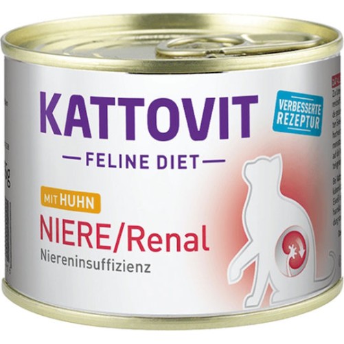 Kattovit Finnern Kattovit Niere/Renal Υγρή Τροφή για Ενήλικες Γάτες σε Κονσέρβα με Κοτόπουλο χωρίς Γλουτένη 185gr