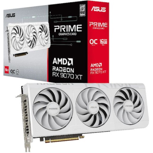 Asus Radeon RX 9070 XT 16GB GDDR6 Prime OC White Κάρτα Γραφικών