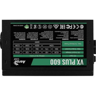 Aerocool VX Plus 600W Μαύρο Τροφοδοτικό Υπολογιστή Full Wired