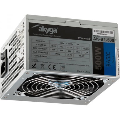 Akyga AK-B1-500 500W Γκρι Τροφοδοτικό Υπολογιστή Full Wired