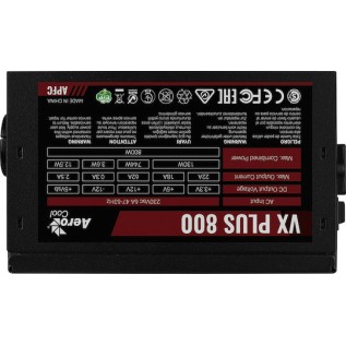 Aerocool VX Plus 800W Μαύρο Τροφοδοτικό Υπολογιστή Full Wired 80 Plus Standard