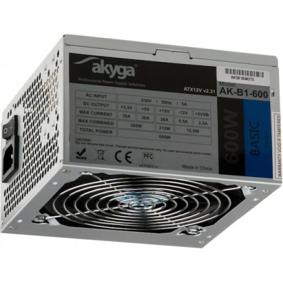 Akyga AK-B1-600 600W Μαύρο Τροφοδοτικό Υπολογιστή Full Wired