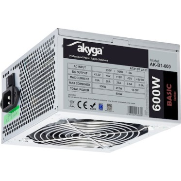 Akyga AK-B1-600 600W Μαύρο Τροφοδοτικό Υπολογιστή Full Wired
