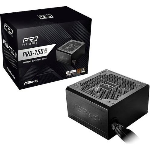 ASRock Pro-750B 750W Μαύρο Τροφοδοτικό Υπολογιστή Full Wired 80 Plus Bronze