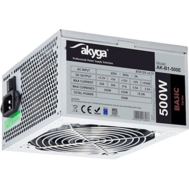 Akyga AK-B1-500E 500W Γκρι Τροφοδοτικό Υπολογιστή Full Wired
