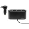 Savio SA-024 Φορτιστής Αυτοκινήτου με Θύρες: 2xUSB 3xΑναπτήρα μαζί με Καλώδιο Ενσωματωμένο Μαύρο Χρώμα