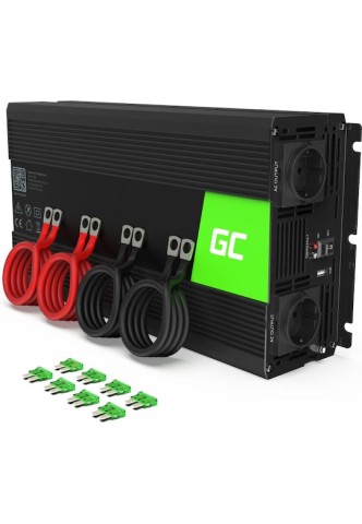 Green Cell Pure Sine Inverter Αυτοκινήτου Καθαρού Ημιτόνου 3000W για Μετατροπή 24V DC σε 230V AC με 1xUSB