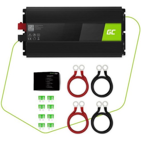 Green Cell Pure Sine Inverter Αυτοκινήτου Καθαρού Ημιτόνου 3000W για Μετατροπή 24V DC σε 230V AC με 1xUSB