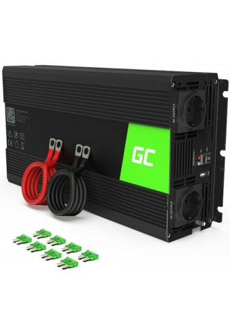 Green Cell Modified Sine Inverter Αυτοκινήτου Τροποποιημένου Ημιτόνου 1500W για Μετατροπή 12V DC σε 230V AC με 1xUSB