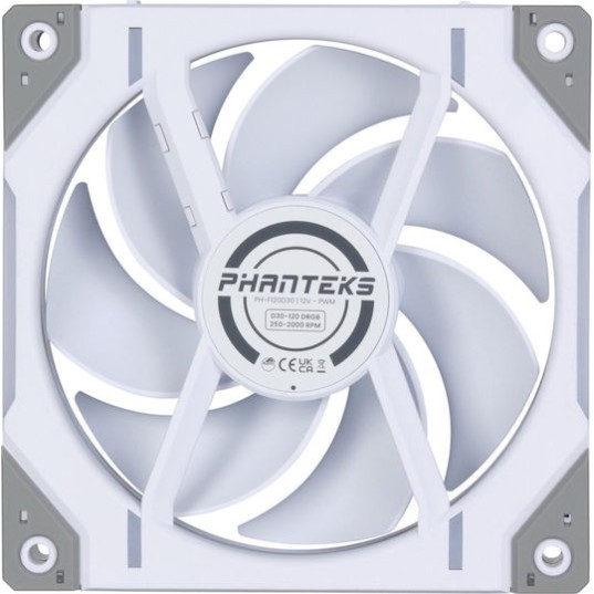 Phanteks PH-F120D30 Case Fan με ARGB Φωτισμό και Σύνδεση 4-Pin PWM Regular White