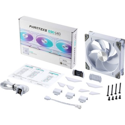 Phanteks PH-F140D30R Case Fan με RGB Φωτισμό και Σύνδεση 4-Pin PWM Λευκό