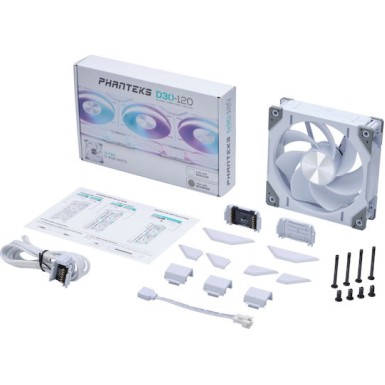 Phanteks PH-F120D30 Case Fan με ARGB Φωτισμό και Σύνδεση 4-Pin PWM Reverse White