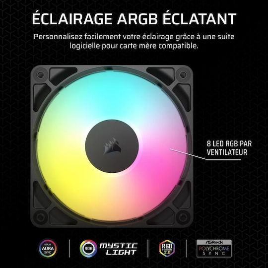 Corsair RS120 Case Fan με ARGB Φωτισμό και Σύνδεση 4-Pin PWM 3τμχ