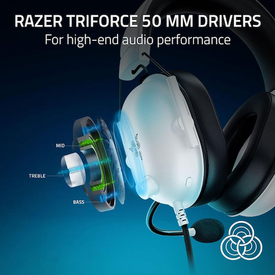 Razer BlackShark V2 X For Playstation Over Ear Gaming Headset με σύνδεση 3.5mm Λευκό for PC / XBOX / Nintendo Switch / PS4 / PS5 / Nintendo Switch 2