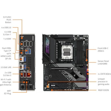 Gigabyte X870E Aorus Elite X3D Wi-Fi Motherboard ATX με AMD AM5 Socket