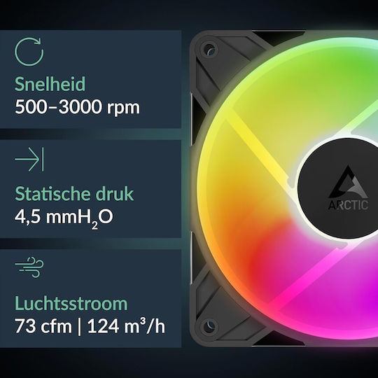 Arctic P12 Pro Reverse Case Fan 120mm με RGB Φωτισμό και Σύνδεση 3-Pin / 4-Pin PWM