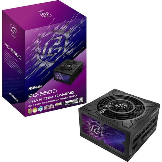 ASRock Phantom Gaming PG-850G 850W Μαύρο Τροφοδοτικό Υπολογιστή Full Modular 80 Plus Gold