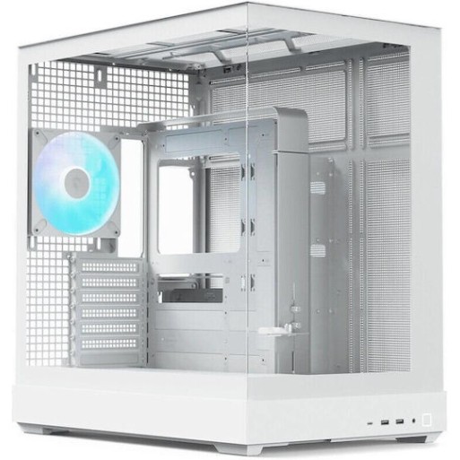 APNX V2-F Gaming Midi Tower Κουτί Υπολογιστή με Πλαϊνό Παράθυρο και RGB Φωτισμό Λευκό