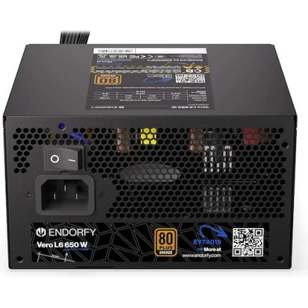 Endorfy Vero L6 650W Μαύρο Τροφοδοτικό Υπολογιστή Full Wired 80 Plus Bronze