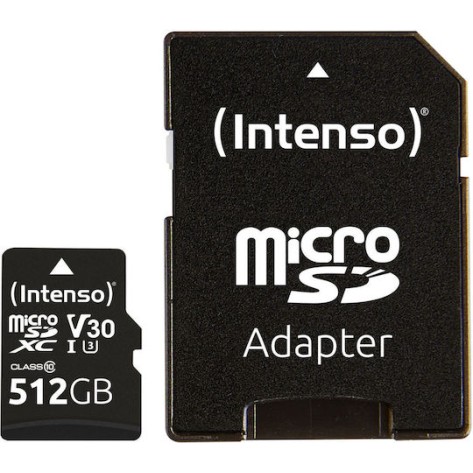 Intenso microSDXC 512GB Class 10 UHS-I 30MB/s με αντάπτορα