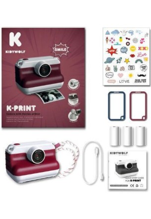 Kidywolf KDW-182693 Παιδική Φωτογραφική Μηχανή με Θερμική Εκτύπωση Κόκκινη