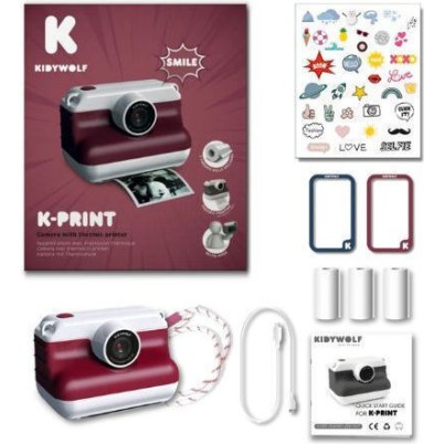 Kidywolf KDW-182693 Παιδική Φωτογραφική Μηχανή με Θερμική Εκτύπωση Κόκκινη