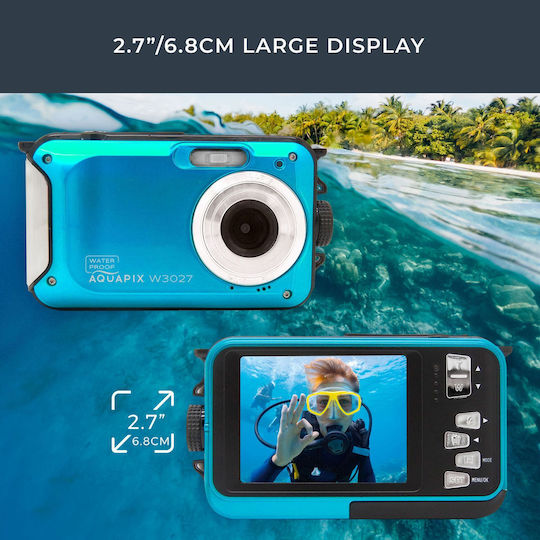 EasyPix W3027 Compact Φωτογραφική Μηχανή 5MP Full HD (1080p) Οπτικού Ζουμ 4x Τιρκουάζ