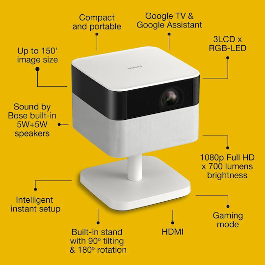 Epson Lifestudio Flex EF-71 V11HB79040 Projector 3LCD Λάμπας LED με Wi-Fi και Ενσωματωμένα Ηχεία