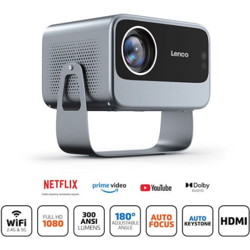 Lenco LPJ-960SI Mini Projector LCD Full HD Λάμπας LED με Wi-Fi και Ενσωματωμένα Ηχεία