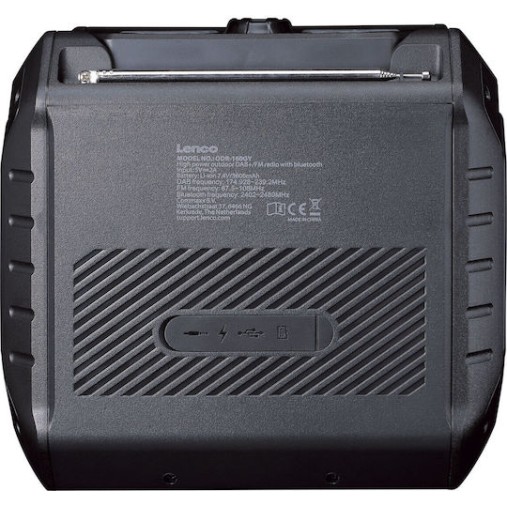 Lenco ODR-160GY Φορητό Ραδιόφωνο Επαναφορτιζόμενο DAB+ με USB Μαύρο
