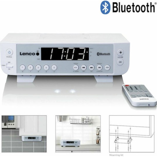 Lenco KCR-100 Επιτραπέζιο Ραδιόφωνο Ρεύματος με Bluetooth Λευκό